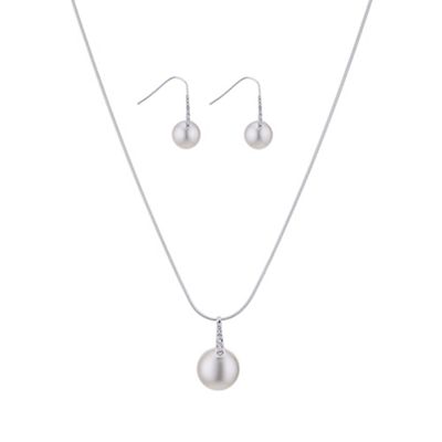 Cream pave pearl pendant jewellery set